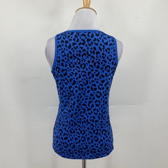 Tail Tank Top Womens S Small Blue Black Fall Giza Leopard Print V Neck Tennis - Picture 5 of 10